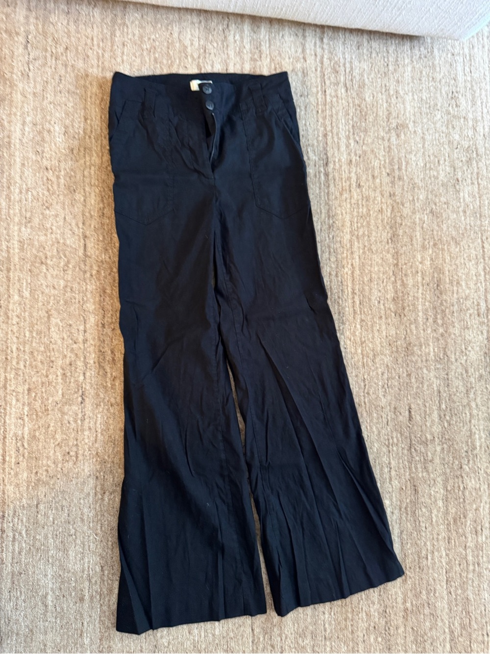 Anthropologie Maeve Naomi Black bootcut Button Front Pants